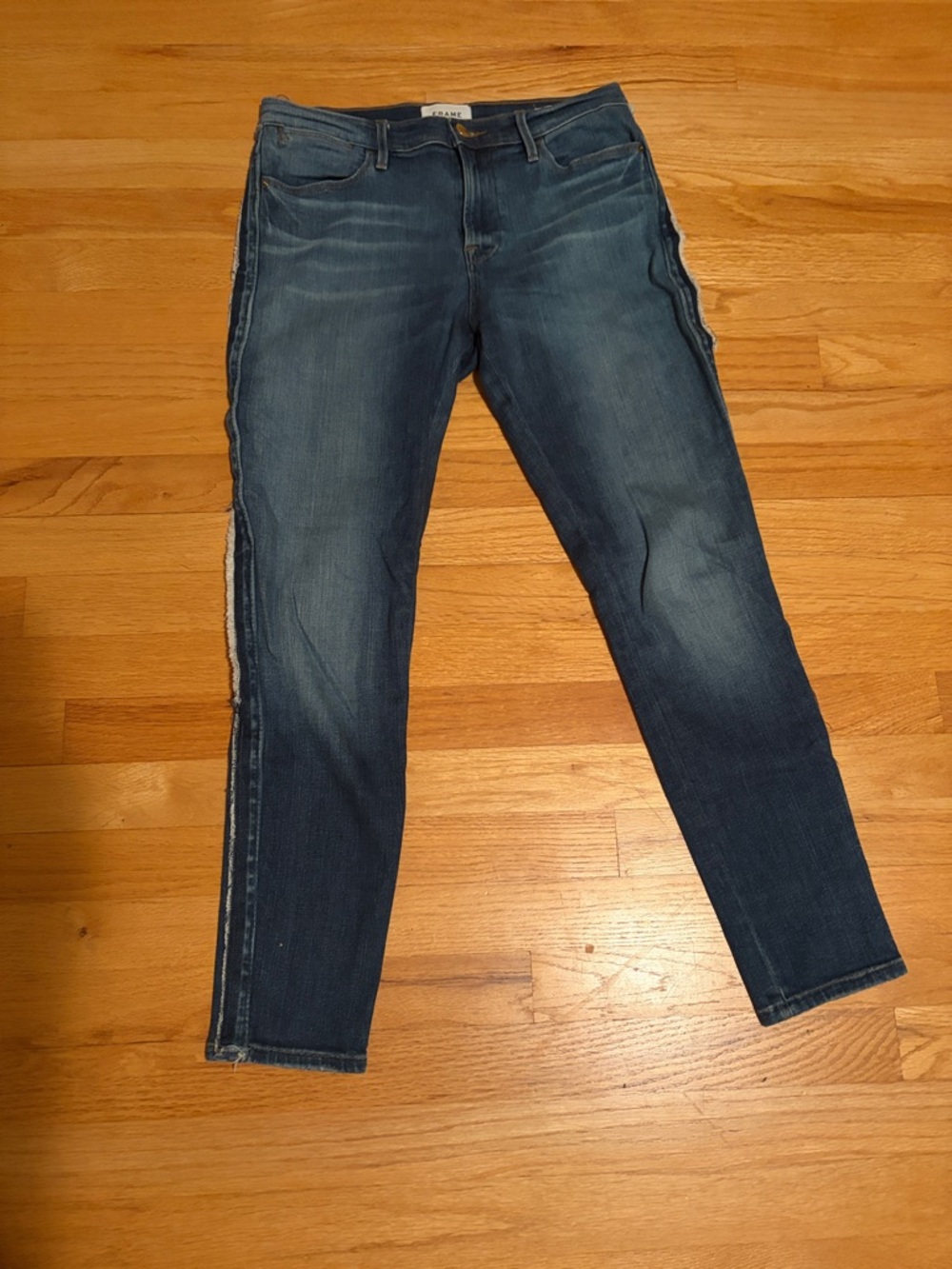 Frame Denim Women’s Medium Blue Skinny Jeans with Side Stripe
